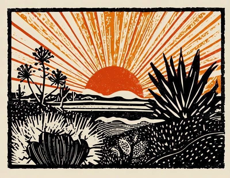 Spring In The Southwest Desert Cactus Mountains Arizona Art Print 8.5X11