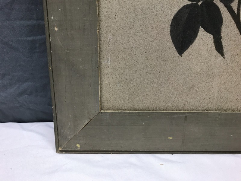 Antique Shabby VTG Framed Roses Painting on Academy Board 17" x 23" Old 8-24B gallery