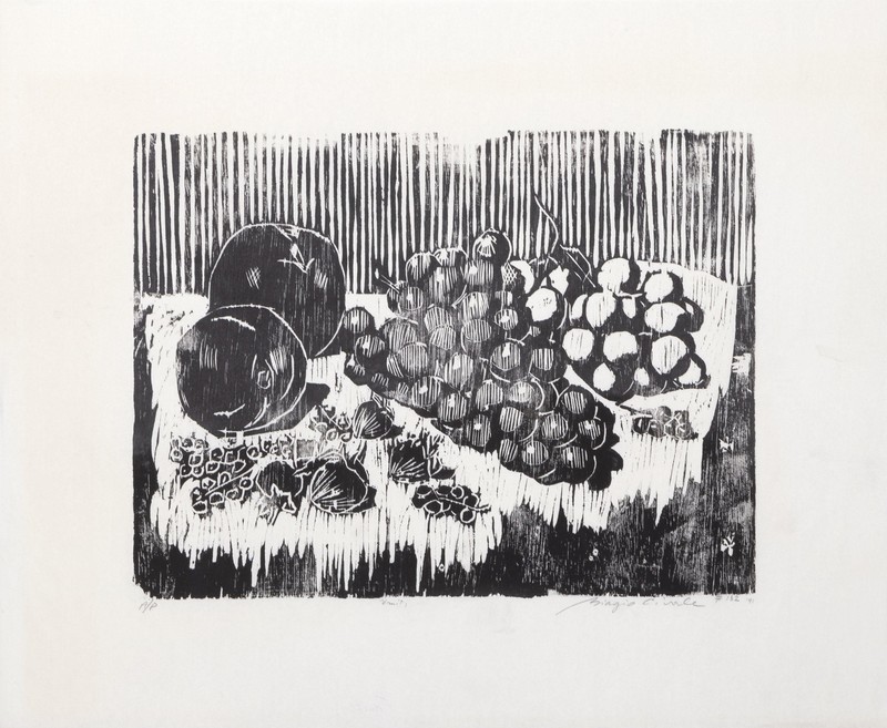 Biagio Civale, Fruits, Woodcut on thin tissue paper, Signed, numbered, and dated