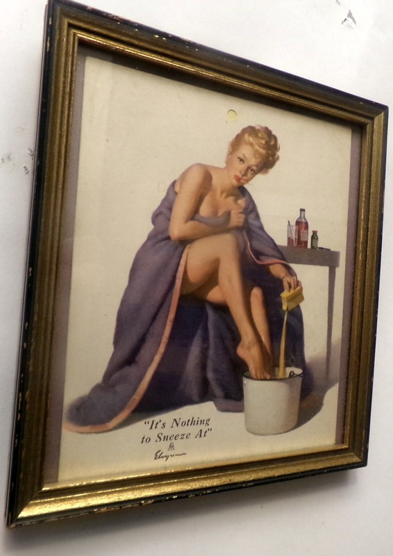 Vtg Gil ELVGREN ART PRINT Hollywood Glam Girl Its Nothing to Sneeze at. Framed
