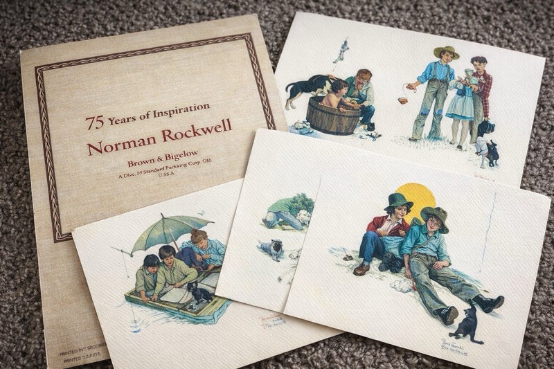 Norman Rockwell 75th Anniversary Art Prints Set of 4 Brown & Bigelow Vintage