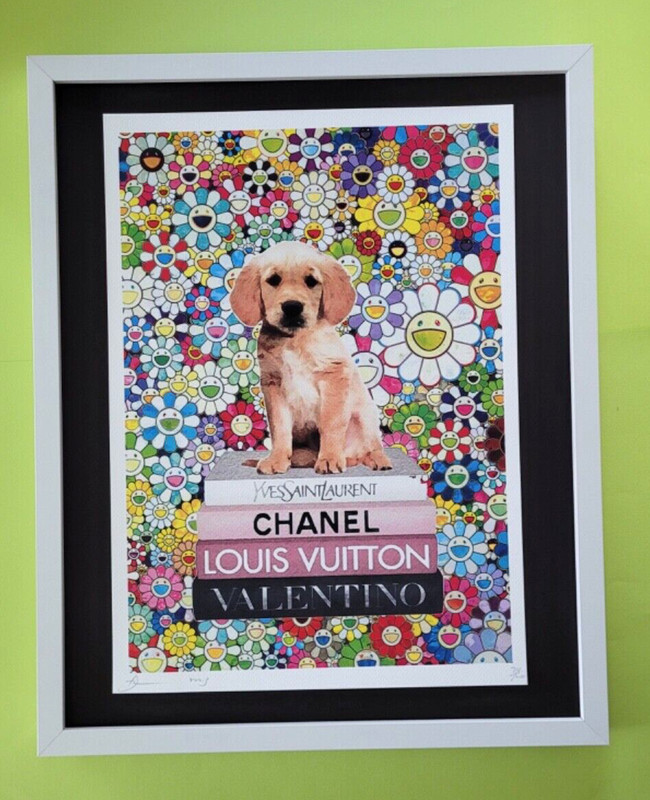 DEATH NYC Hand Signed LARGE Print Framed 16x20in COA PUPPY DOG FASHION CHNEL #6