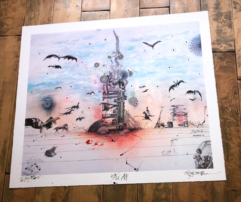 Hand Finished Ralph Steadman Signed Dystopia Glimmer Hope fear loathing Mars-1
