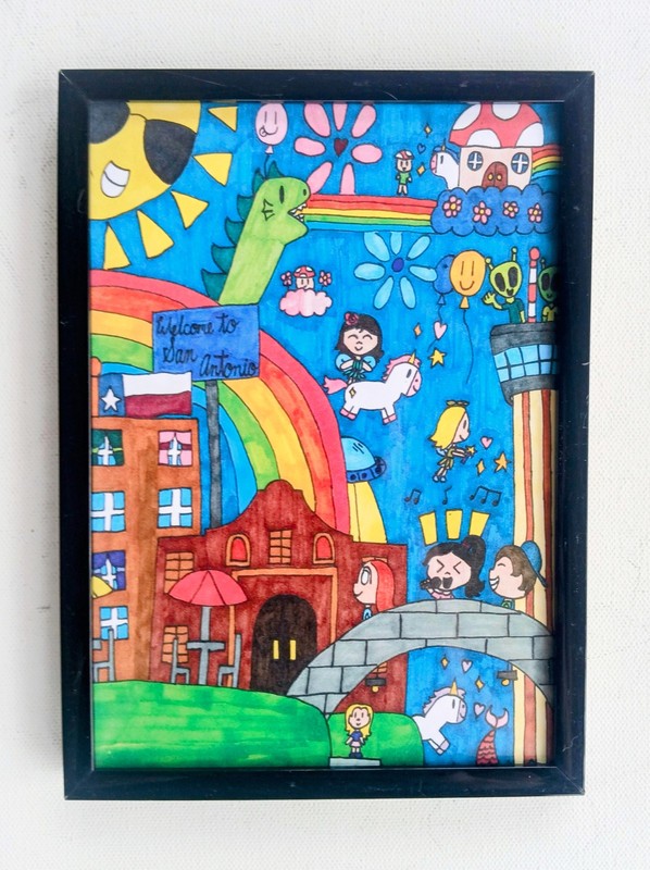 San Antonio Theme Print Frame and Matted 5"x7" Alamo