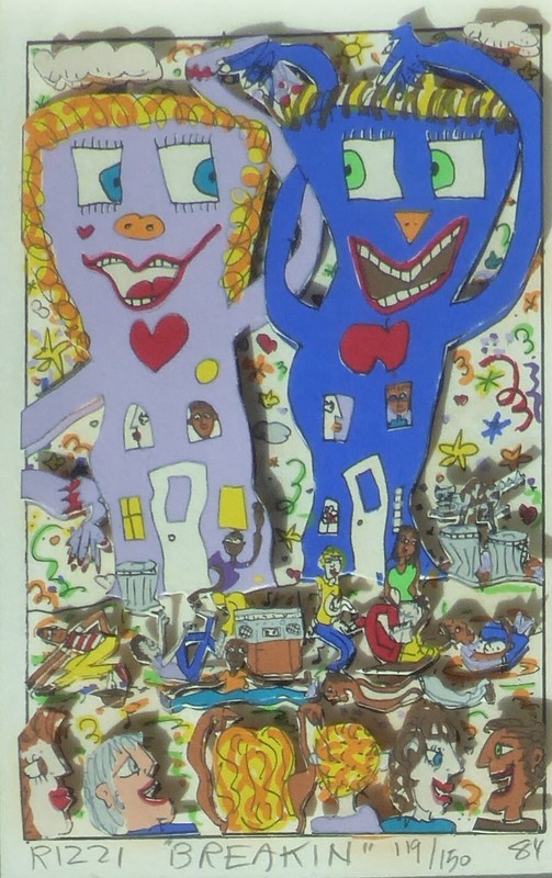 James Rizzi BREAKIN 1984 break dance 3-D Hand signed Serigraph Pop Art framed