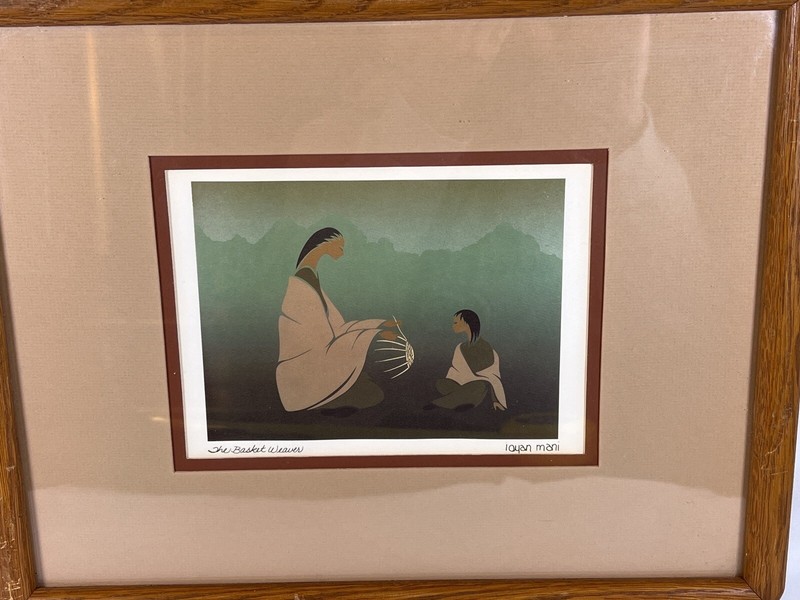 ioyan mani (Maxine Noel) Signed Print “The Basket Weaver” Native Am Framed 12x15 gallery