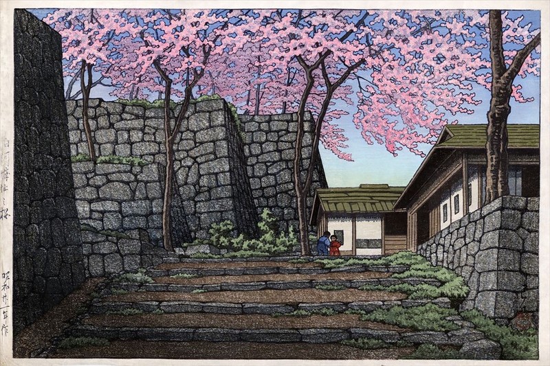 Kawase Hasui Ukiyo-e Art Poster Shirakawa Castle Cherry Blossoms Japan