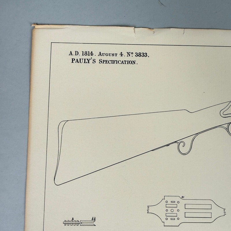 Pauly's Specification 1814 Firearm Patent Lithographic Print 22x15 on Laid Paper gallery