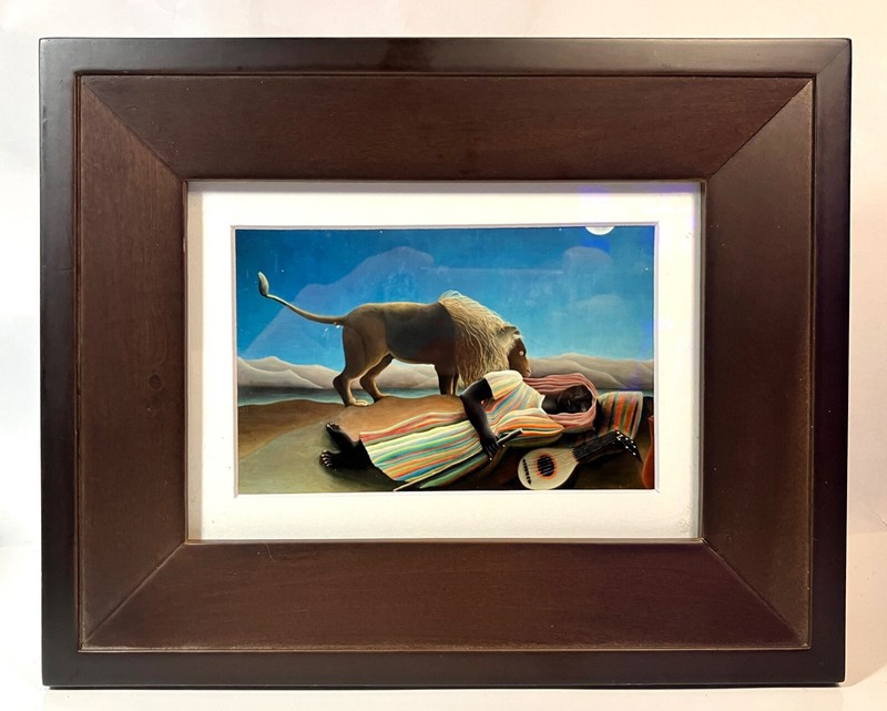 Henri Rousseau The Sleeping Gypsy Wood Framed Art Print under Glass 8″x10″