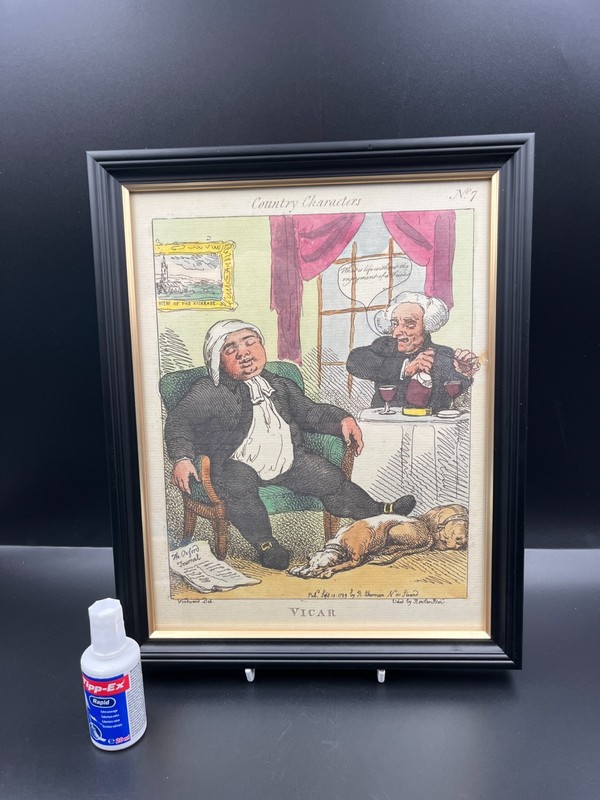 Country characters, VICAR, framed print, 30 x 24 cm wide. gallery
