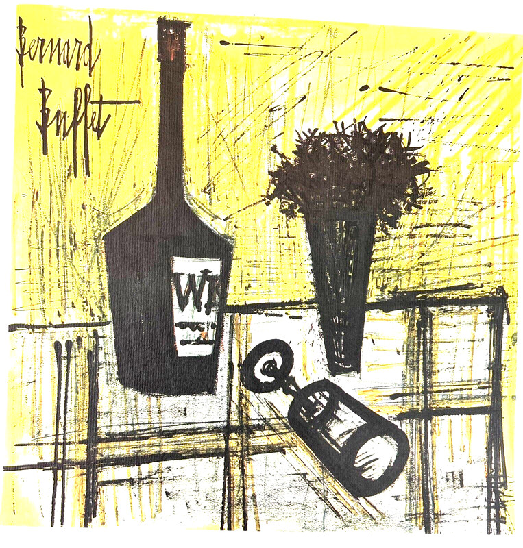 Bernard Buffet Lithograph 11 5/8” by 11 5/8″ Whisky Vignette