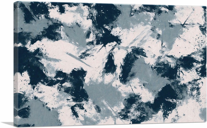 ARTCANVAS Blue Gray White Modern Rectangle Canvas Art Print