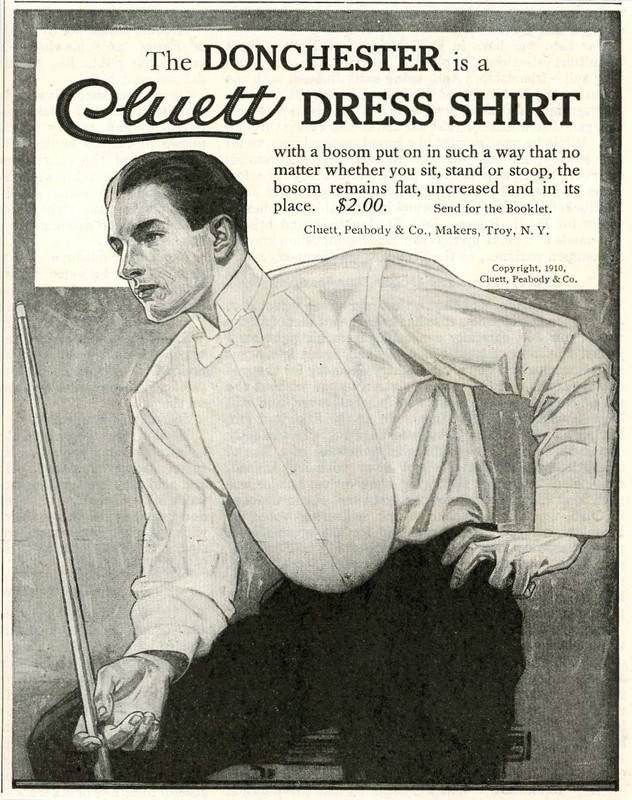 1910 Orig Cluett Dress Shirt Ad. JC Leyendecker. Gay Interest. Young Pool Player