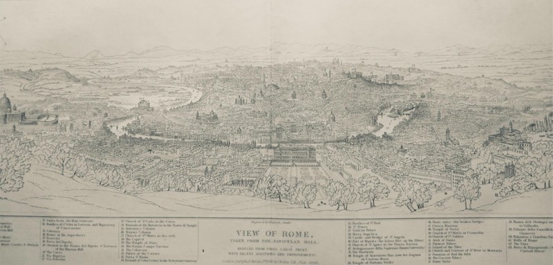 c1840 Antique Print VIEW OF ROME TAKEN FROM THE JANICULAN HILL by Noel Humpherys