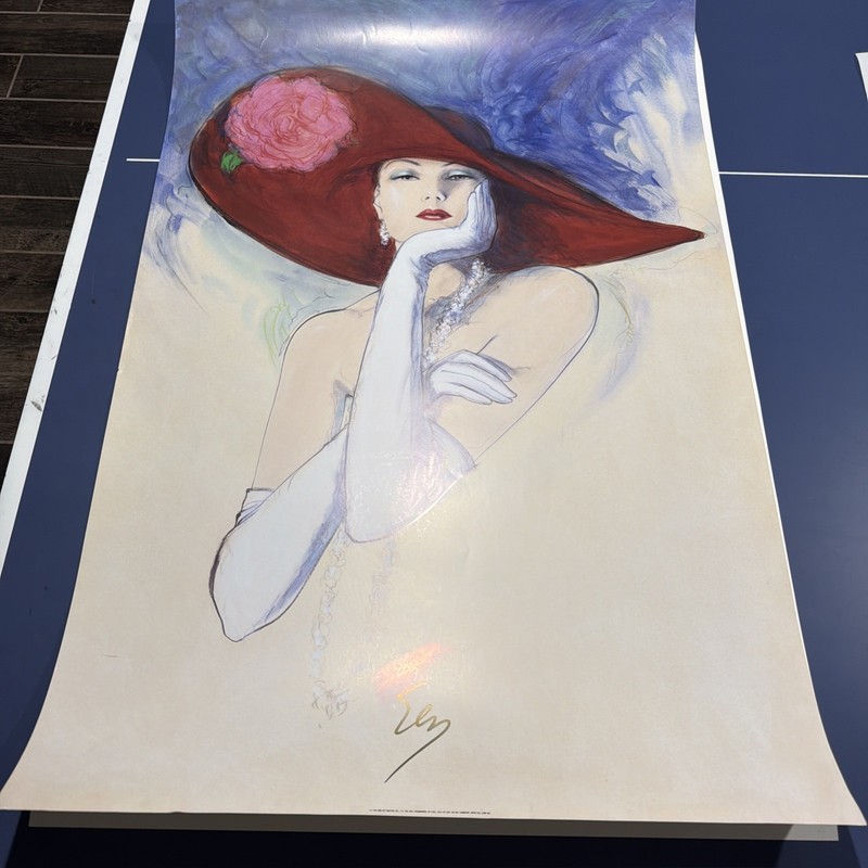 RICHARD ELY RE-TOUCHED LITHOGRAPH WHITE GLOVES Signed