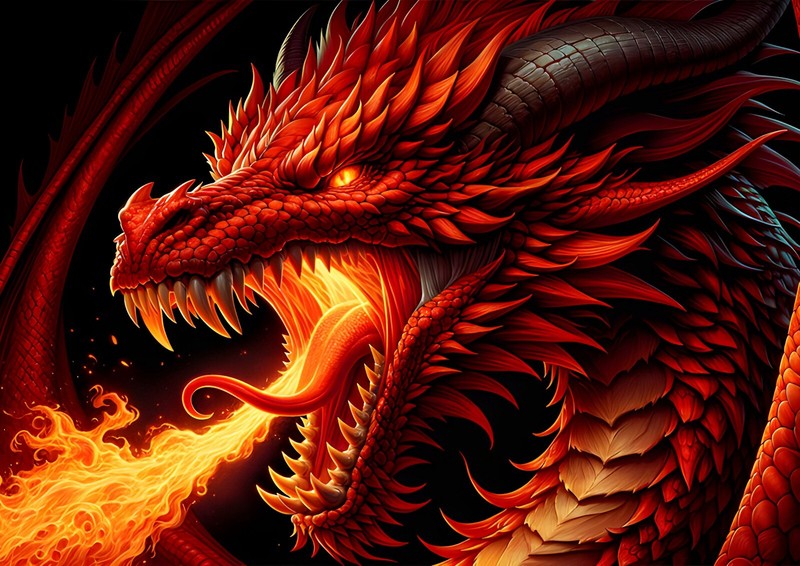 Red Dragon 01 – A3 Size Borderless Print