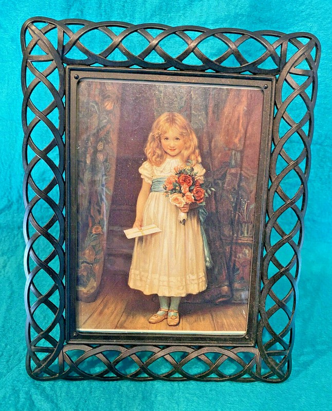 VTG Charles Trevor Garland The Love Letter Victorian Art Picture Cast Iron Frame