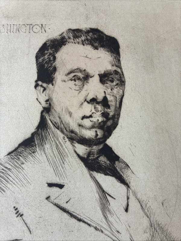 Albert A. Smith Lithograph Etching Print Signed In Plate Booker T Washington ￼ gallery