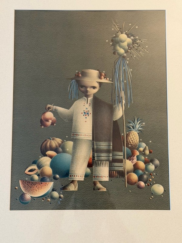 "The Little Fruit Vendor" Alejandro Rangel Hidalgo Lithograph Art Print Mexico gallery