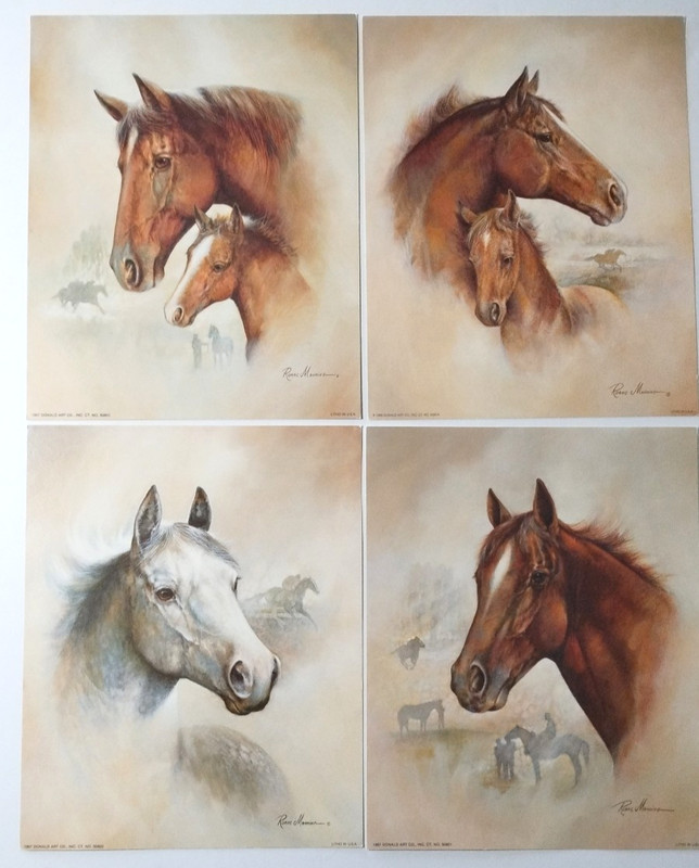 Ruane Manning Horse Prints Litho Equestrian Wall Art 8 x 10 (4) 1987 Vintage