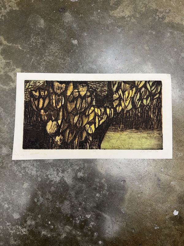 Ruth Leaf 1962 Original Woodblock Print Crocus 1/25 Mid Century Modern MCM Art
