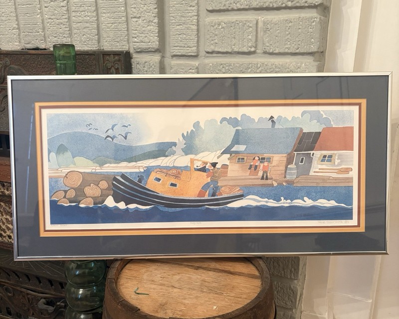 Original 1981 Rie Munoz Signed Lithograph Print «Boom Boat” 463/750