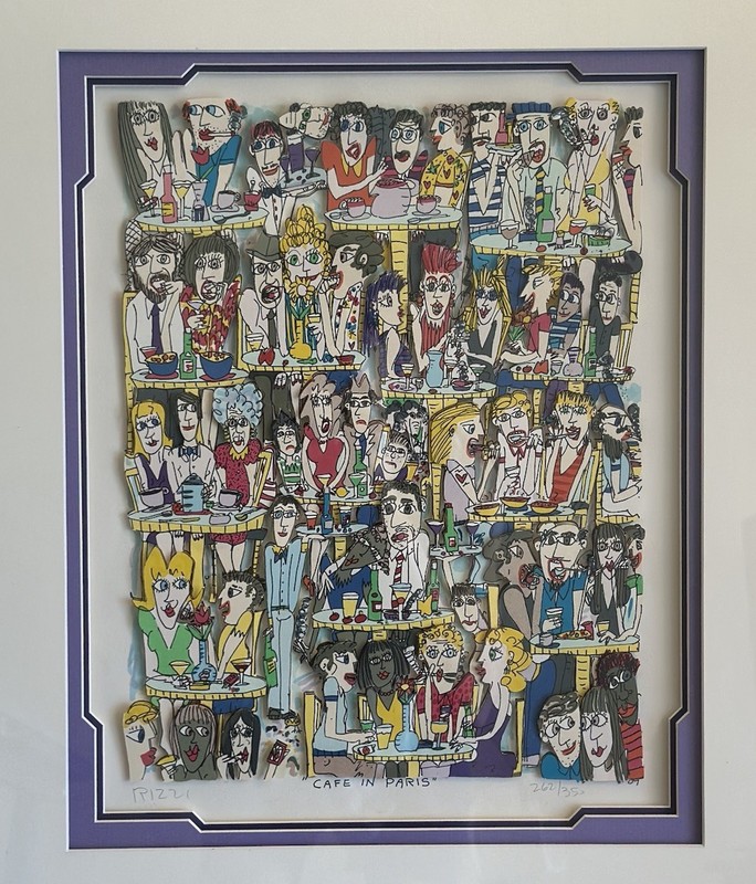 James Rizzi Cafe in Paris 1989 Hand Signed 3D Serigraph Pop Art gallery