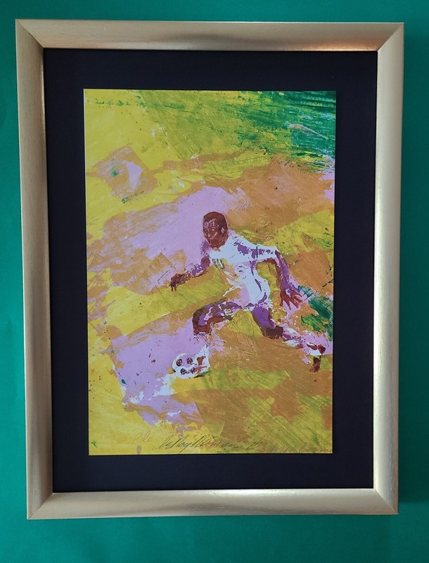 LeRoy Neiman PELE NY COSMOS Signed Pop Art Mounted and Framed New 16x12 W