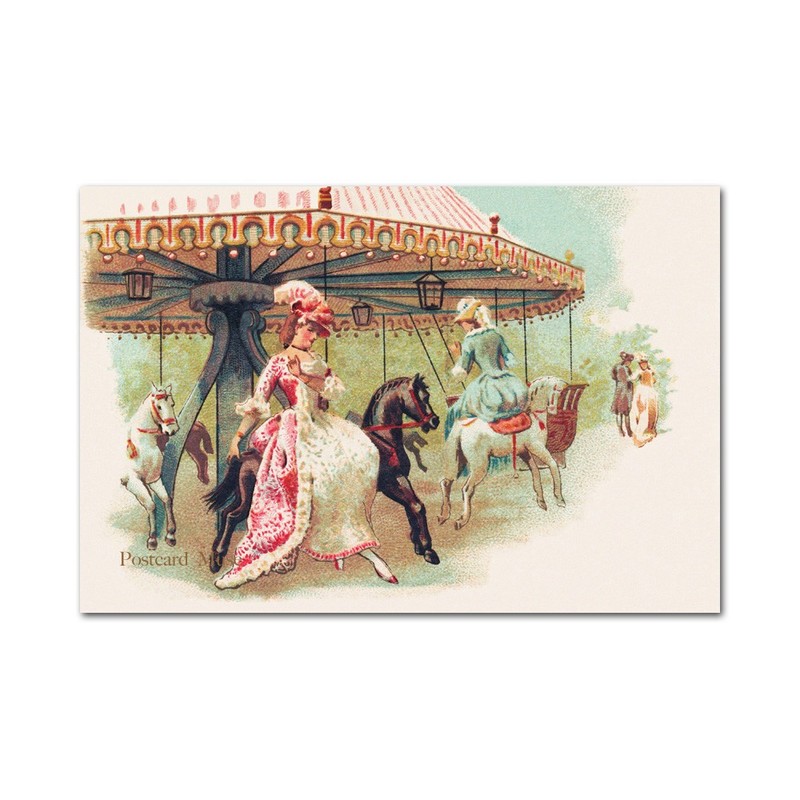 Victorian Carousel Horse Lady Antique Image 4×6 Art Paper Print