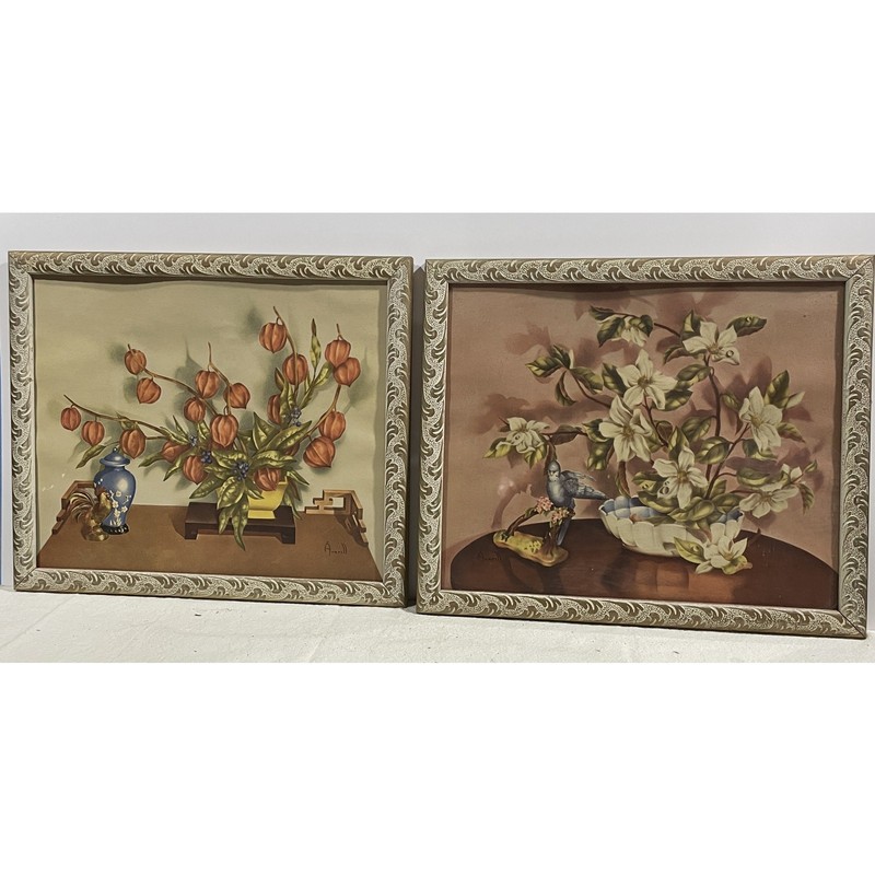 Antique Art Deco Asian-Inspired Floral Prints – Averill Reliance – ca. 1940s