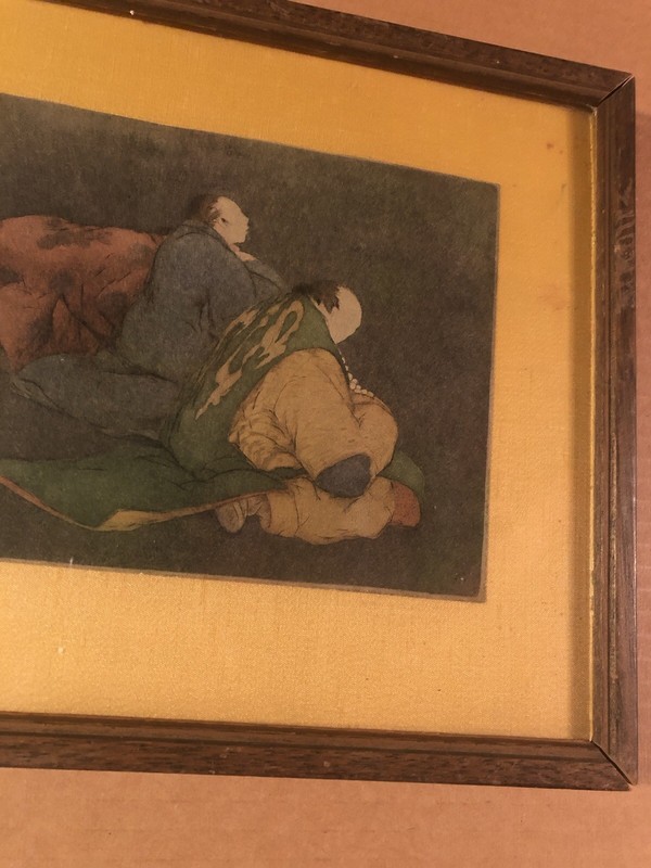 Vtg Elyse Ashe Lord Colored ETCHING Three Figures At Prayer FRAMED 13x10” gallery