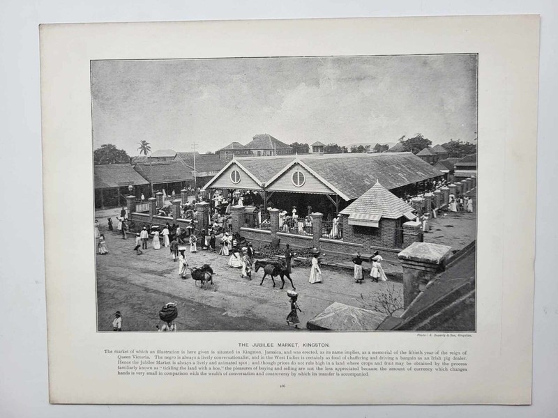 Old Antique Print 1903 The Empire The Jubilee Market Kingston Jamaica