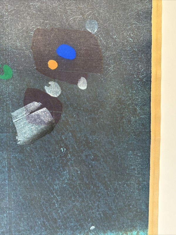 Abstract Japanese Woodblock Print Large Hideo Hagiwara Modernist 1960’s Signed gallery