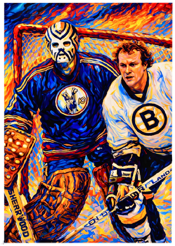 DENIS HERRON * Kansas City Scouts * HOCKEY * Illustrated Art Card * ATC ACEO