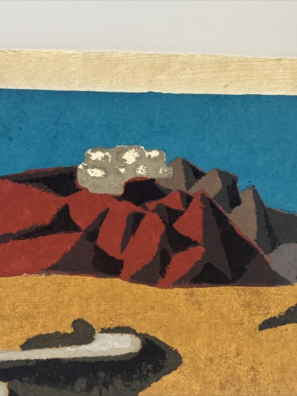 Umetaro Azechi Woodblock Print Japanese Landscape Modernist Signed Abstract RARE gallery