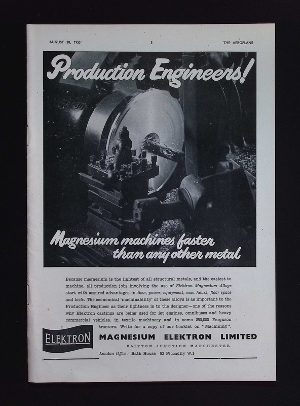 Original 1953 Advert Magnesium Elektron Limited Production Engineering