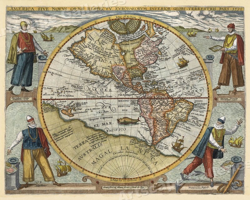1596 World Map Classic Historic Vintage Style Wall Map – 20×24
