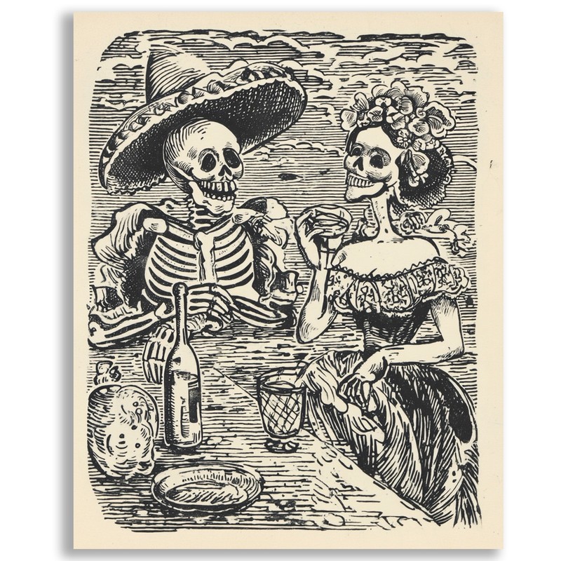 Vintage Calavera Skeleton Wall Art Print 8x10 Mexican Engraving - 260401102 gallery