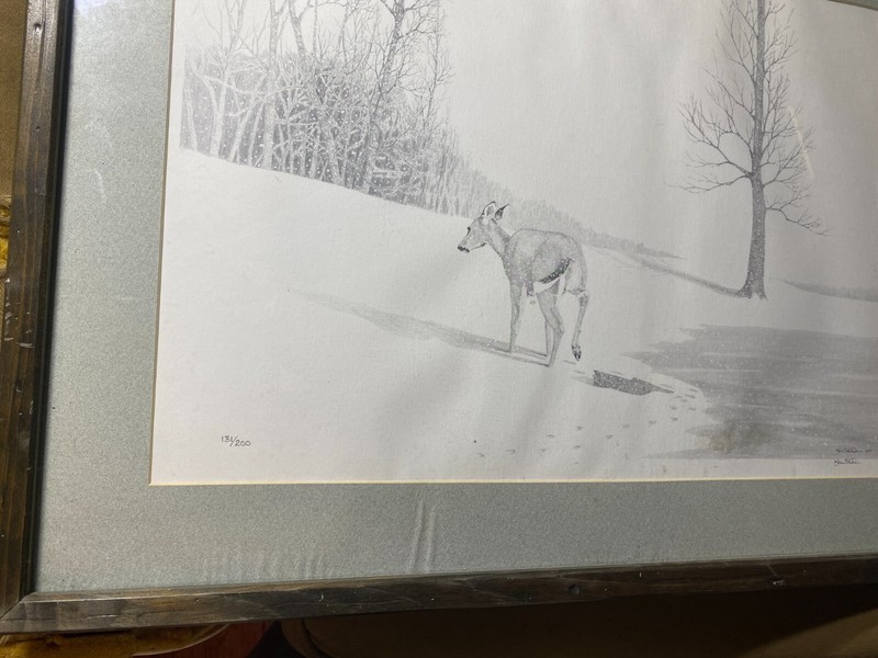 Ken Schuler "Deer In Winter Landscape Scene'" LE Print 131/200 - Signed/Framed gallery