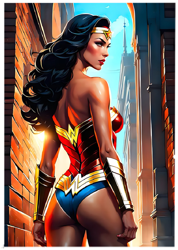 SEXY WONDER WOMAN * Fun Novelty * SUPERHERO * Art Card * ATC ACEO