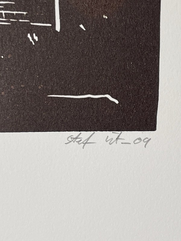 German Artist Stefan Kürten Signed Linocut Print. Alexander & Bonin Gallery NYC. gallery