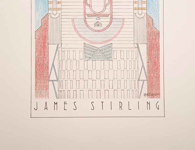 Unframed Lithograph "James Stirling" by Louis Hellman - Archi-tetes Series gallery