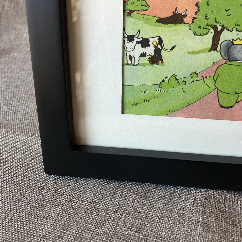 Babar, Original 1938 Ephemera, by Jean De Brunhoff , 6”x8” Framed gallery