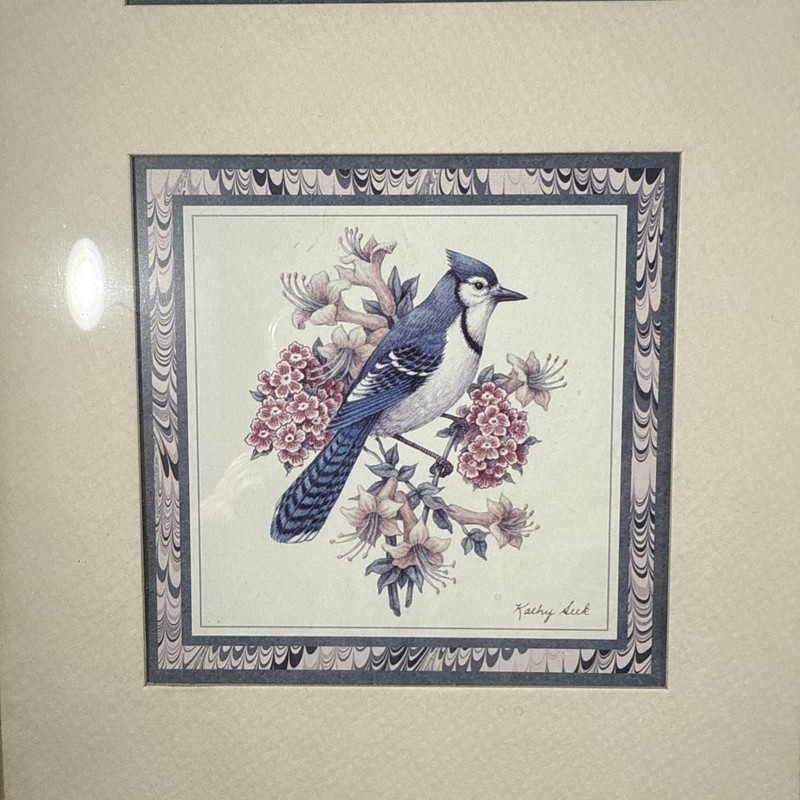 Set of 2 Heartfelt Collection 1995 Birds & Flowers 1&2 Framed Kathy Seek 9”X21” gallery
