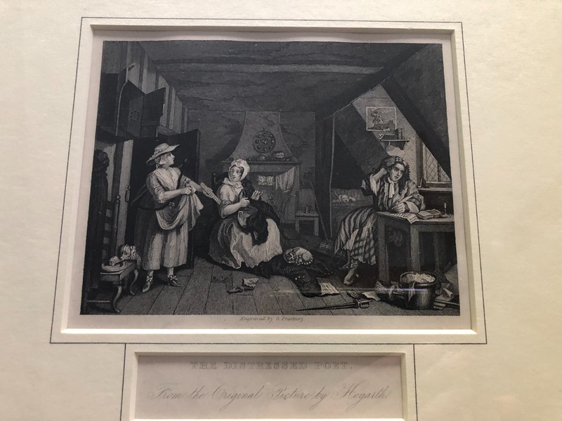 Antique Hogarth (after) The Distressed Poet ca1860 engraved G Presbury framed gallery