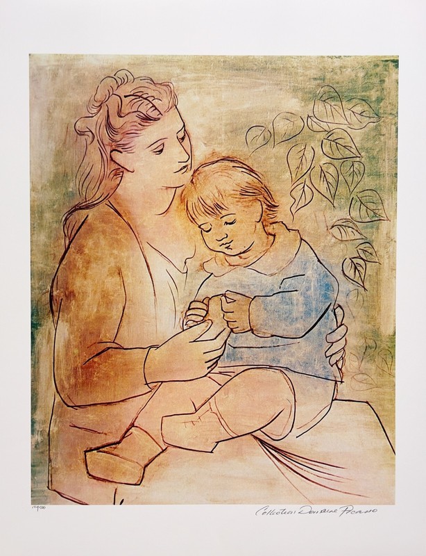 Pablo Picasso MOTHER & CHILD Estate Signed Limited Edition Giclee Art 26″ x 20″