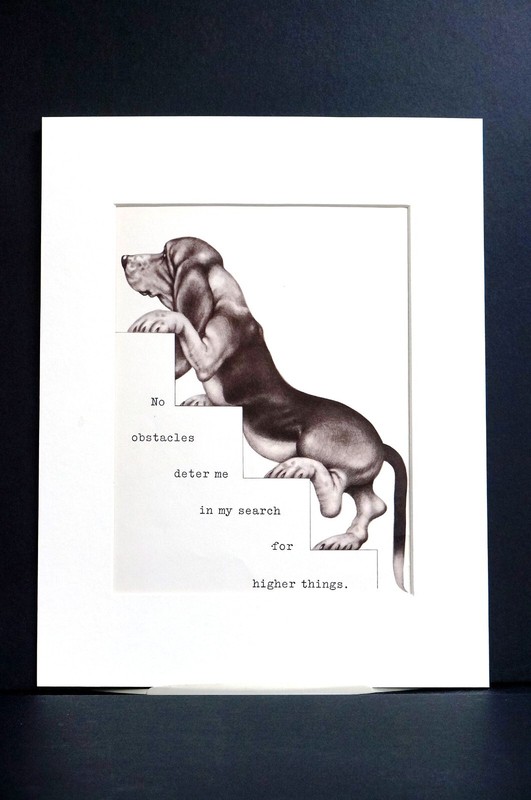 Boswell BASSET HOUND SEARCHING FOR HIGHER THINGS 1958 Vintage Dog Print Matted gallery