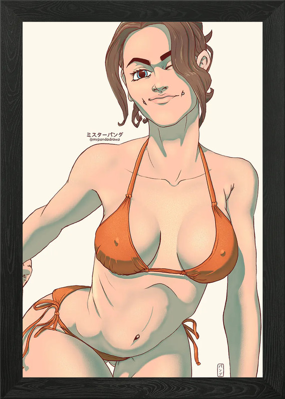 Orange Bikini Model Framed Wall Art Poster Canvas Print Picture