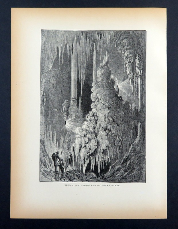 Cleopatras Needle, Anthonys Pillar, Weyers Cave Virginia 1872 antique engraving gallery