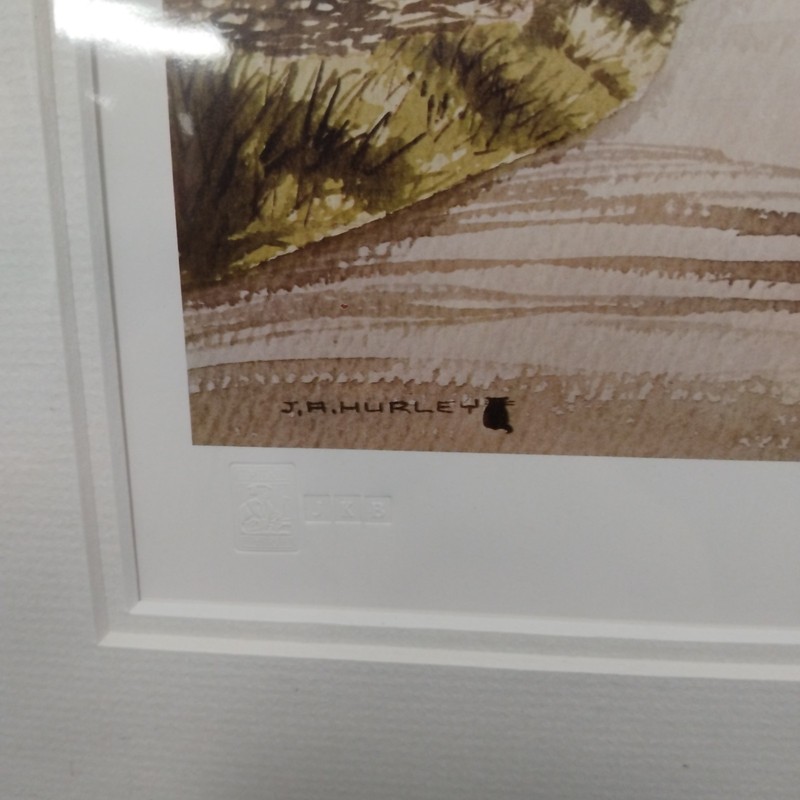 J. R. Hurley Signed Farmhouse Landscape Watercolour Print Mounted 50cm x 38cm gallery